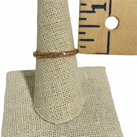 New Pave CZ Women's 8 All Eternity Rose Gold Vermeil Sterling Silver Band Ring - Picture 4 of 6